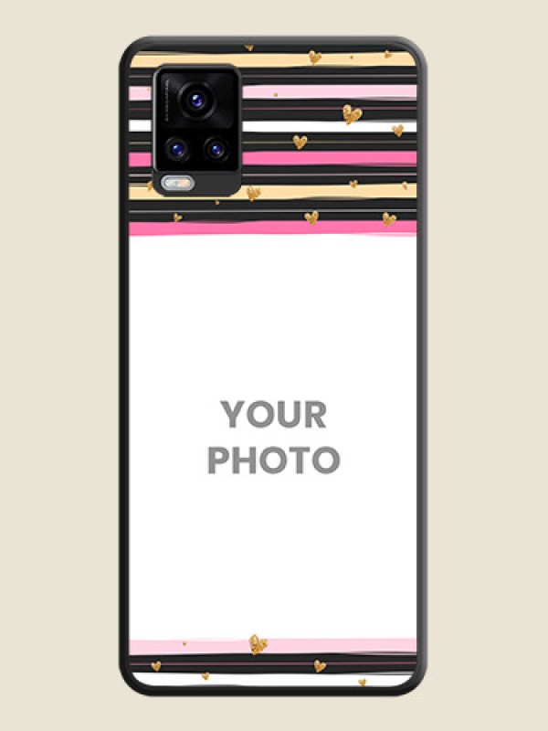 Custom Multicolor Lines and Golden Love Symbols Design on Photo on Space Black Soft Matte Mobile Cover - Vivo V20 Pro 5G - alternate view