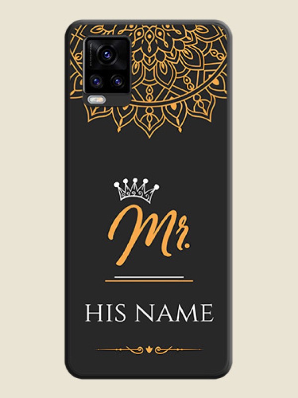 Custom Mr Name with Floral Design  on Personalised Space Black Soft Matte Cases - Vivo V20 Pro 5G - alternate view