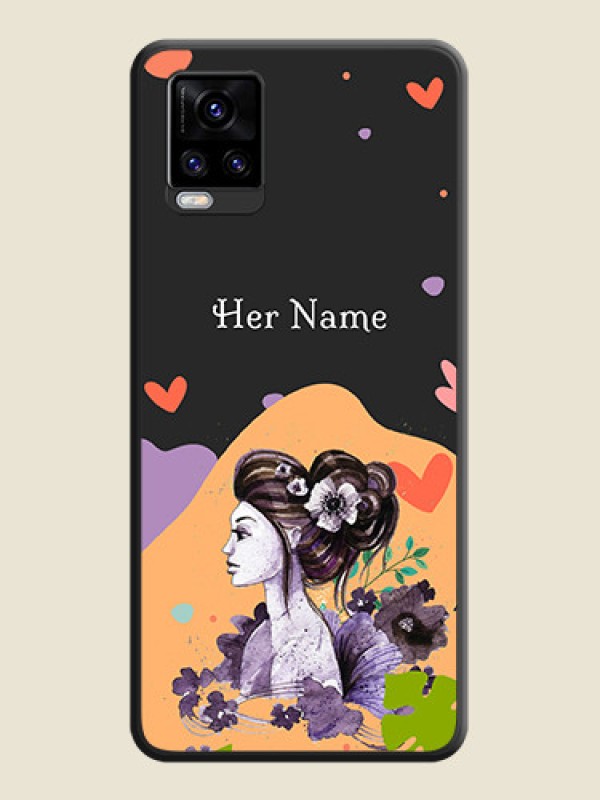 Custom Namecase For Her With Fancy Lady Image On Space Black Personalized Soft Matte Phone Covers -Vivo V20 Pro - alternate view