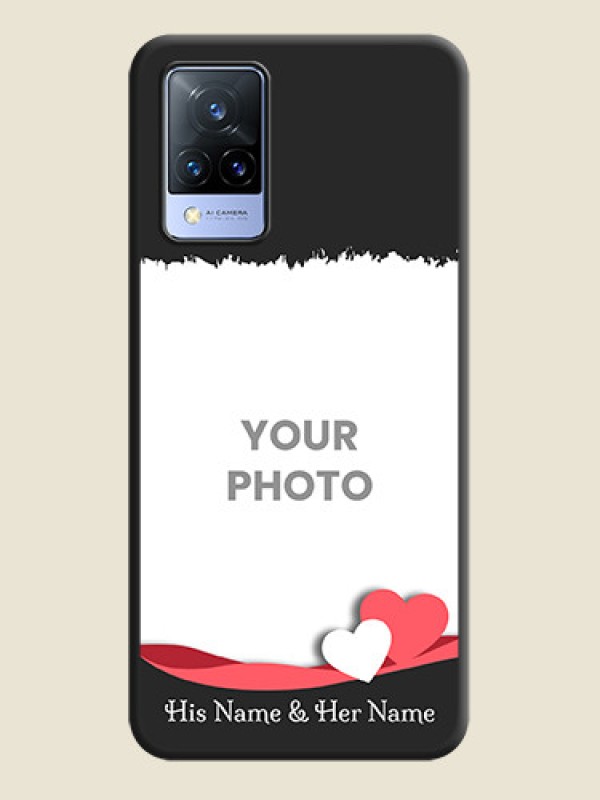 Custom Pin Color Love Shaped Ribbon Design with Text on Space Black Custom Soft Matte Phone Back Cover - Vivo V21 5G - alternate view