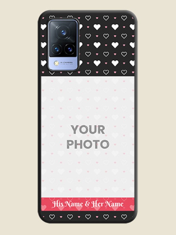 Custom White Color Love Symbols with Text Design on Photo on Space Black Soft Matte Phone Cover - Vivo V21 5G - alternate view