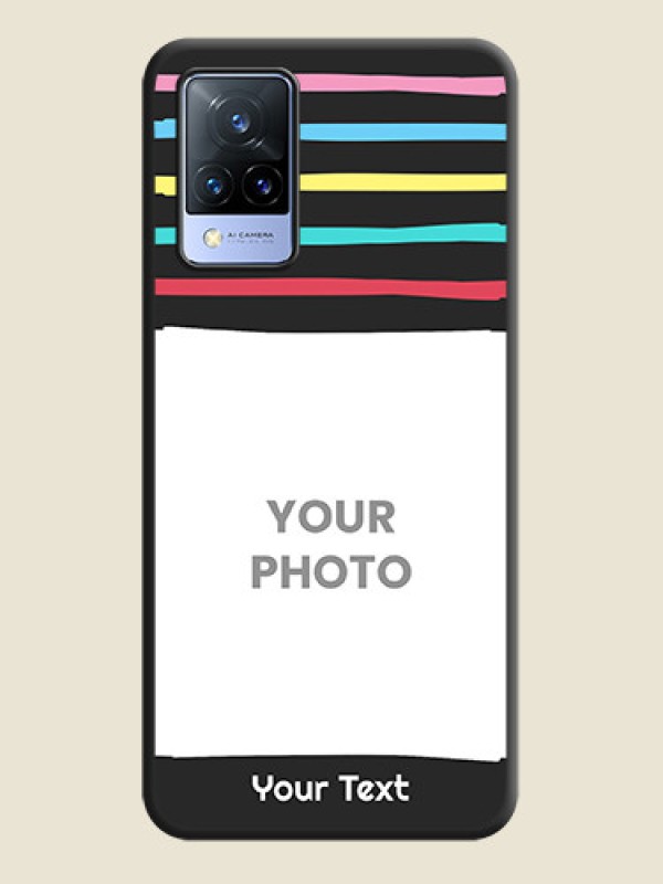 Custom Multicolor Lines with Image on Space Black Personalized Soft Matte Phone Covers - Vivo V21 5G - alternate view