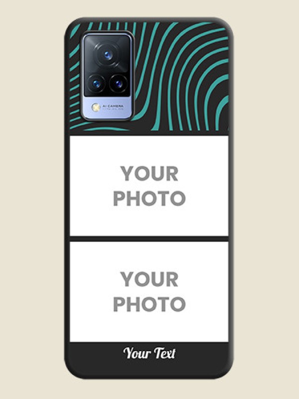 Custom Wave Pattern with 2 Image Holder on Space Black Personalized Soft Matte Phone Covers - Vivo V21 5G - alternate view