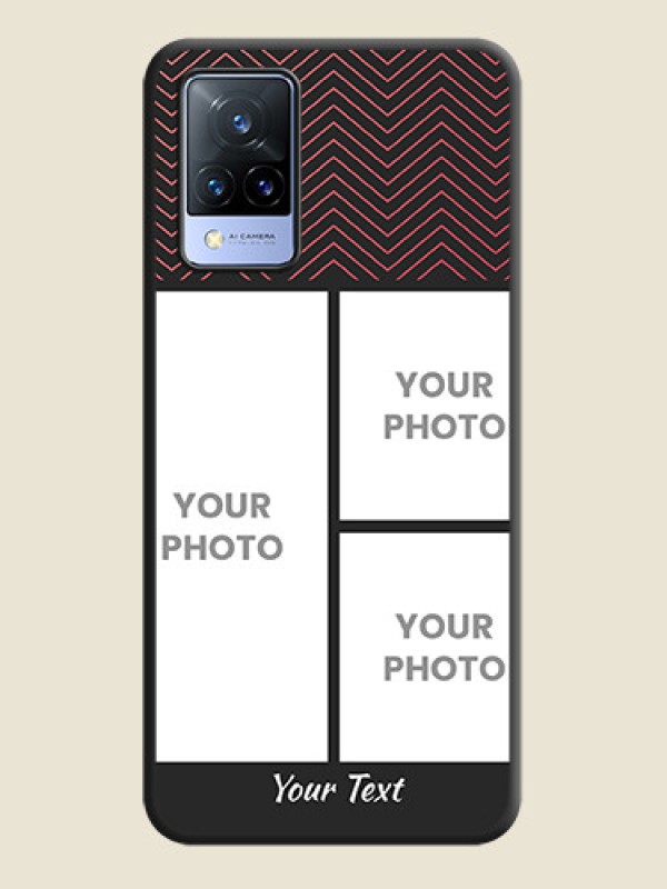 Custom Wave Pattern with 3 Image Holder on Space Black Custom Soft Matte Back Cover - Vivo V21 5G - alternate view