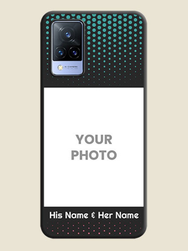 Custom Faded Dots with Grunge Photo Frame and Text on Space Black Custom Soft Matte Phone Cases - Vivo V21 5G - alternate view