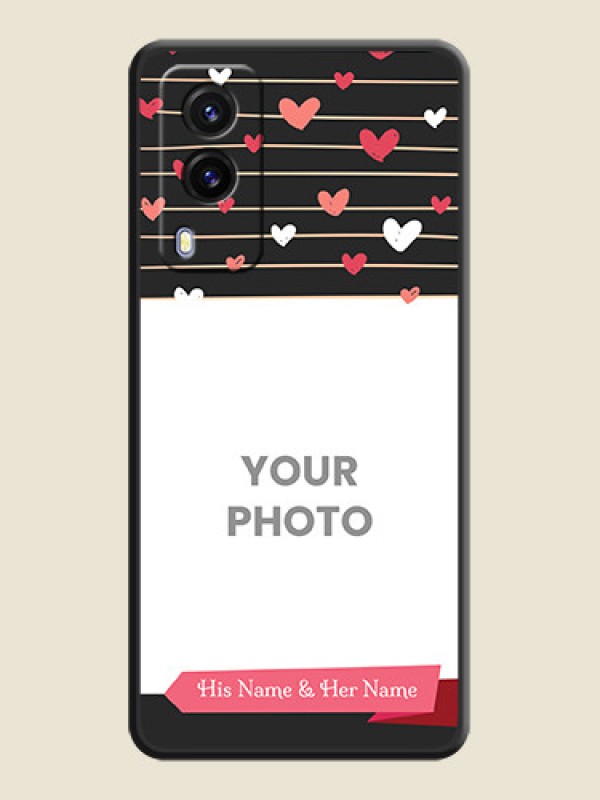 Custom Love Pattern with Name on Pink Ribbon  on Photo on Space Black Soft Matte Back Cover - Vivo V21E 5G - alternate view