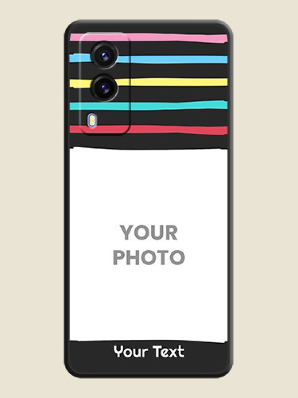 Custom Multicolor Lines with Image on Space Black Personalized Soft Matte Phone Covers - Vivo V21E 5G - alternate view