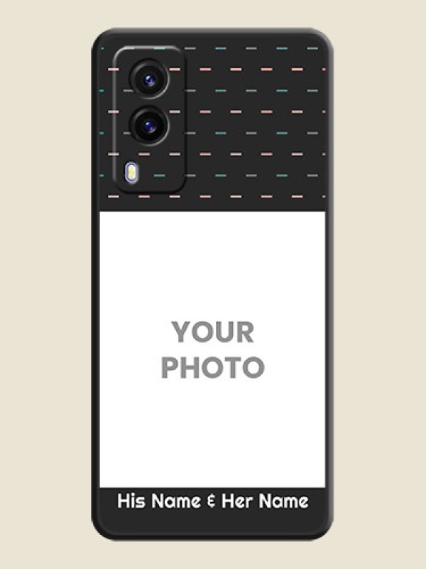 Custom Line Pattern Design with Text on Space Black Custom Soft Matte Phone Back Cover - Vivo V21E 5G - alternate view