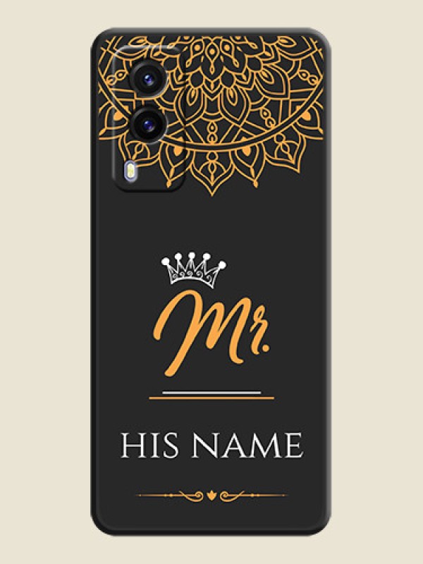 Custom Mr Name with Floral Design  on Personalised Space Black Soft Matte Cases - Vivo V21E 5G - alternate view