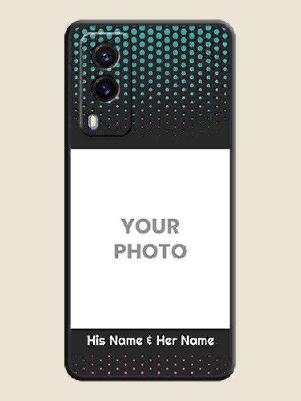 Custom Faded Dots with Grunge Photo Frame and Text on Space Black Custom Soft Matte Phone Cases - Vivo V21E 5G - alternate view