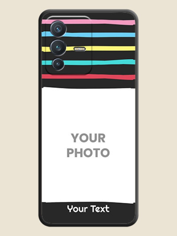 Custom Multicolor Lines with Image on Space Black Personalized Soft Matte Phone Covers - Vivo V23 5G - alternate view