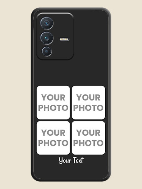 Custom Floral Art with 6 Image Holder on Photo on Space Black Soft Matte Mobile Case - Vivo V23 5G - alternate view