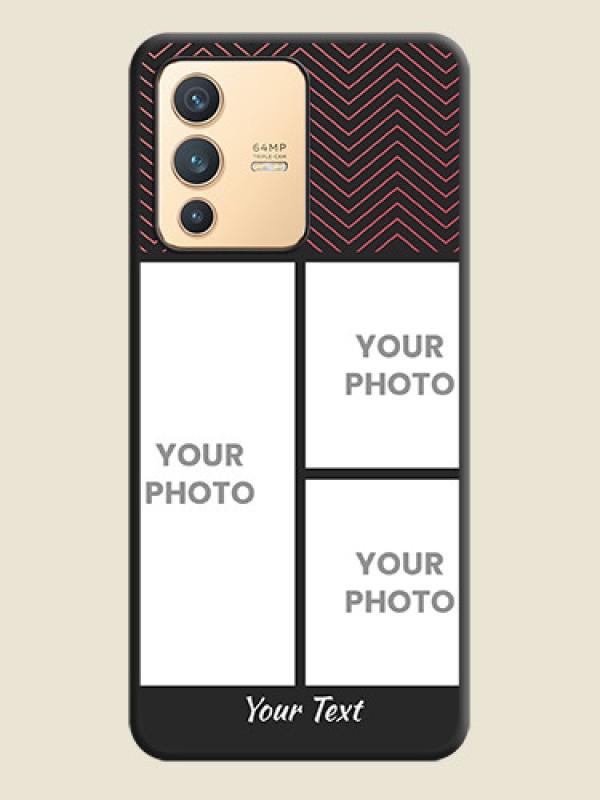 Custom Wave Pattern with 3 Image Holder on Space Black Custom Soft Matte Back Cover - Vivo V23 5G - alternate view