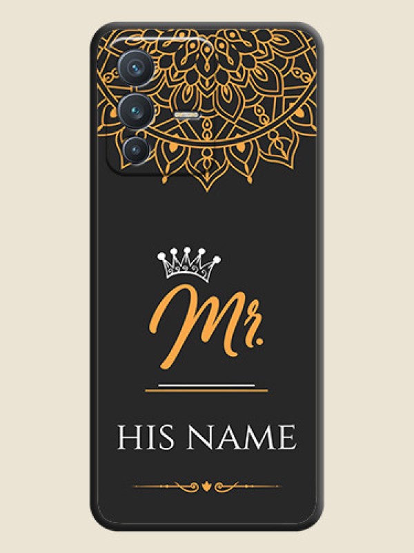Custom Mr Name with Floral Design  on Personalised Space Black Soft Matte Cases - Vivo V23 5G - alternate view