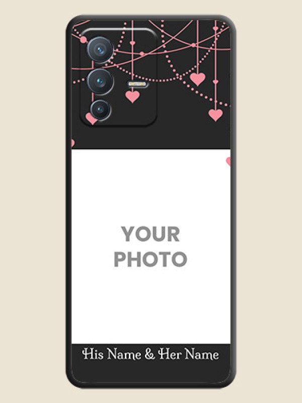 Custom Pink Love Hangings with Text on Space Black Custom Soft Matte Back Cover - Vivo V23 Pro 5G - alternate view