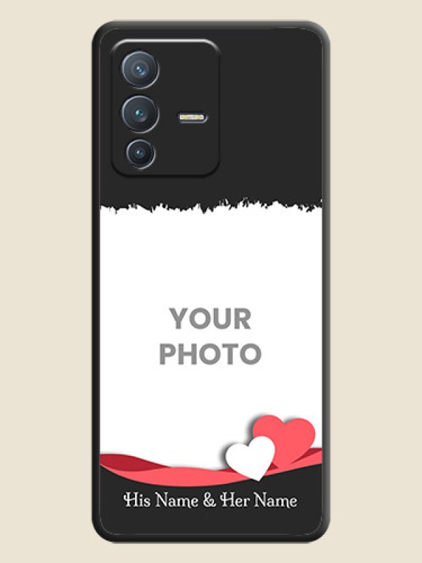 Custom Pin Color Love Shaped Ribbon Design with Text on Space Black Custom Soft Matte Phone Back Cover - Vivo V23 Pro 5G - alternate view