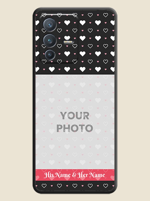 Custom White Color Love Symbols with Text Design on Photo on Space Black Soft Matte Phone Cover - Vivo V23 Pro 5G - alternate view
