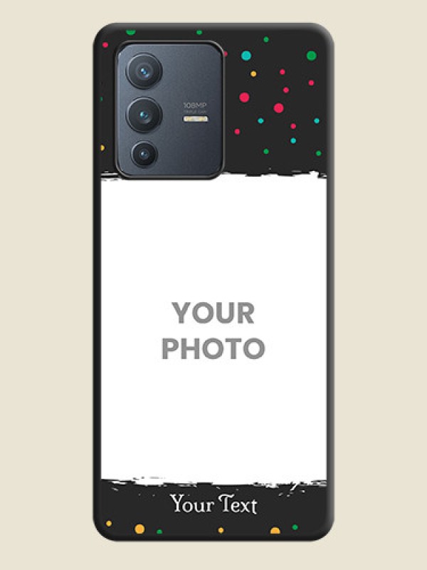 Custom Multicolor Dotted Pattern with Text on Space Black Custom Soft Matte Phone Back Cover - Vivo V23 Pro 5G - alternate view