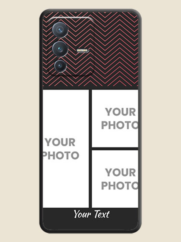 Custom Wave Pattern with 3 Image Holder on Space Black Custom Soft Matte Back Cover - Vivo V23 Pro 5G - alternate view