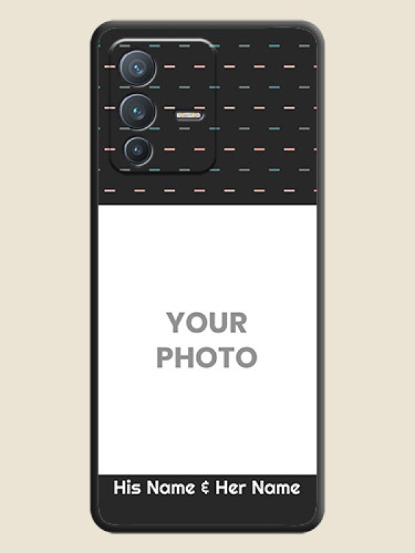 Custom Line Pattern Design with Text on Space Black Custom Soft Matte Phone Back Cover - Vivo V23 Pro 5G - alternate view