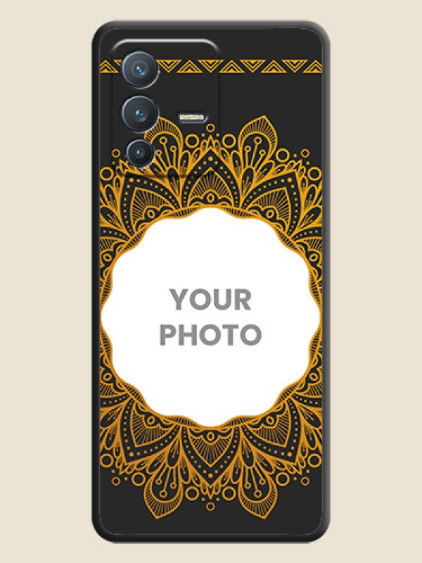Custom Round Image with Floral Design on Photo on Space Black Soft Matte Mobile Cover - Vivo V23 Pro 5G - alternate view