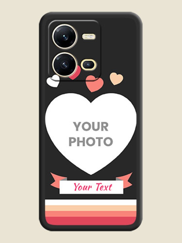 Custom Love Shaped Photo with Colorful Stripes on Personalised Space Black Soft Matte Cases - Vivo V25 5G - alternate view