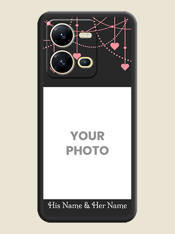Custom Pink Love Hangings with Text on Space Black Custom Soft Matte Back Cover - Vivo V25 5G - alternate view