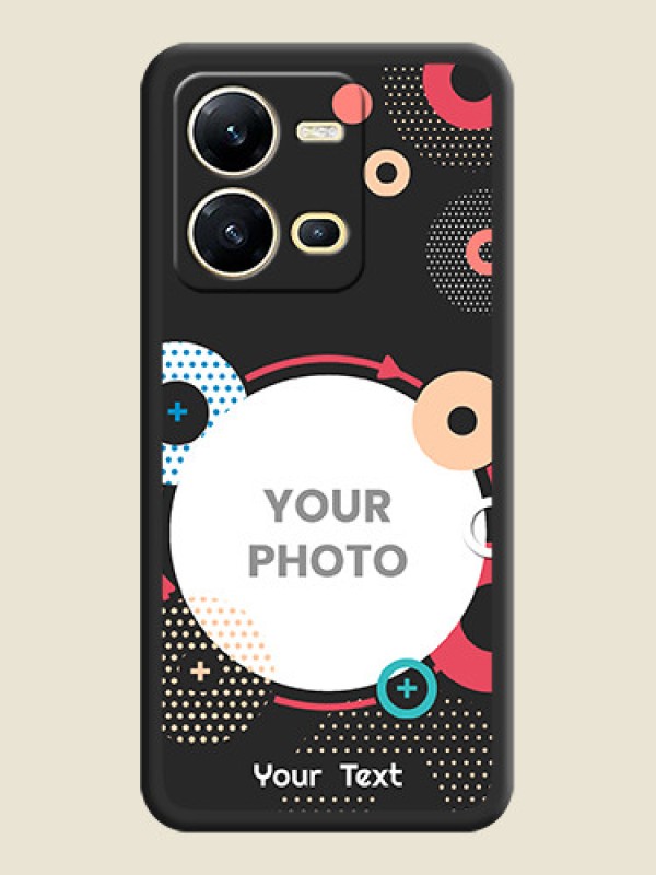 Custom Multicoloured Round Image on Personalised Space Black Soft Matte Cases - Vivo V25 5G - alternate view