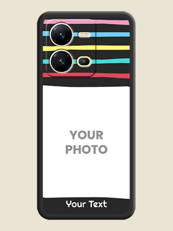 Custom Multicolor Lines with Image on Space Black Personalized Soft Matte Phone Covers - Vivo V25 5G - alternate view