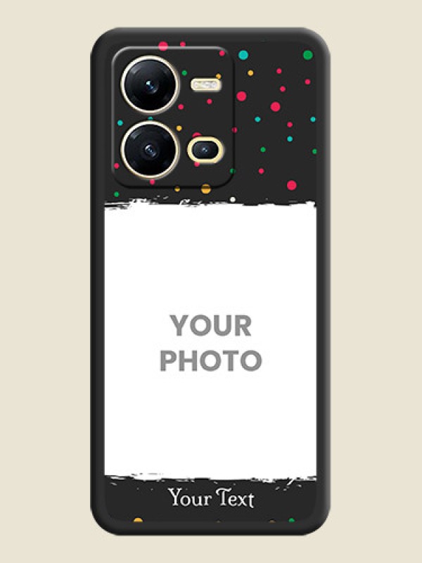 Custom Multicolor Dotted Pattern with Text on Space Black Custom Soft Matte Phone Back Cover - Vivo V25 5G - alternate view