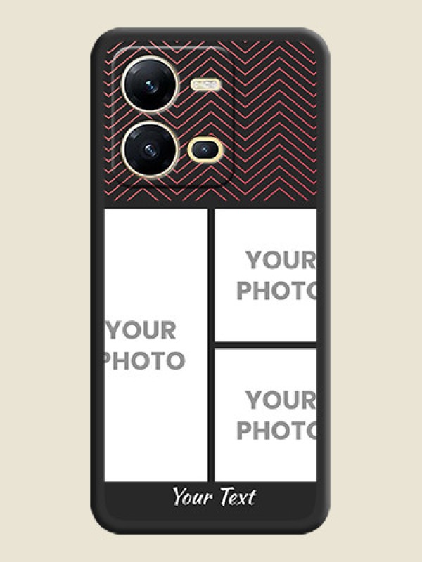 Custom Wave Pattern with 3 Image Holder on Space Black Custom Soft Matte Back Cover - Vivo V25 5G - alternate view
