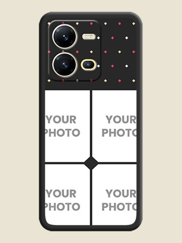 Custom Multicolor Dotted Pattern with 4 Image Holder on Space Black Custom Soft Matte Phone Cases - Vivo V25 5G - alternate view