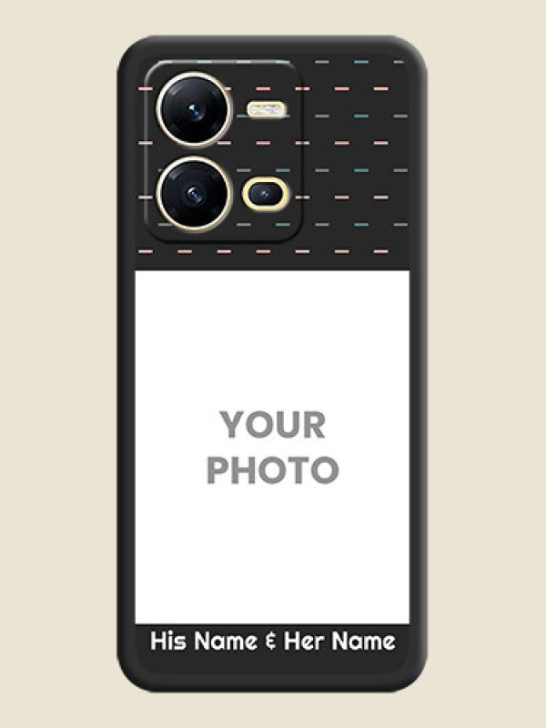 Custom Line Pattern Design with Text on Space Black Custom Soft Matte Phone Back Cover - Vivo V25 5G - alternate view