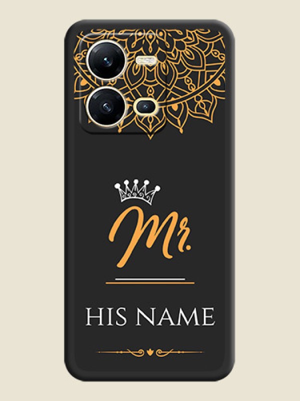 Custom Mr Name with Floral Design  on Personalised Space Black Soft Matte Cases - Vivo V25 5G - alternate view