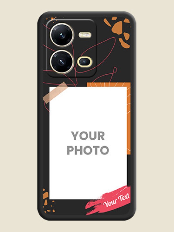 Custom Orange Photo Frame on Space Black Custom Soft Matte Phone Back Cover - Vivo V25 5G - alternate view
