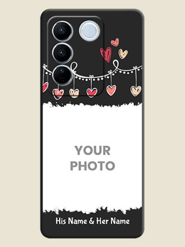 Custom Pink Love Hangings with Name on Space Black Custom Soft Matte Phone Cases - Vivo V27 Pro - alternate view