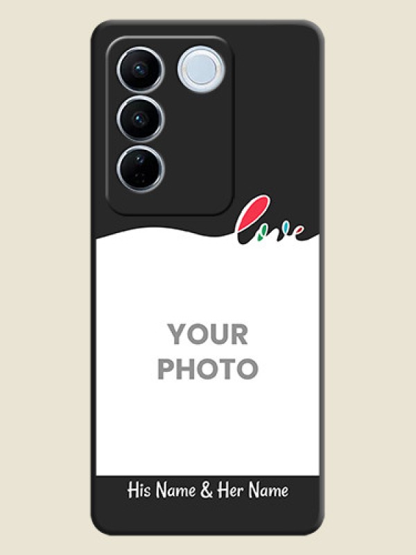 Custom Fall in Love Pattern with Picture on Photo on Space Black Soft Matte Mobile Case - Vivo V27 Pro - alternate view