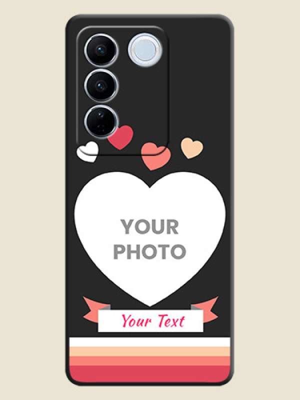 Custom Love Shaped Photo with Colorful Stripes on Personalised Space Black Soft Matte Cases - Vivo V27 Pro - alternate view
