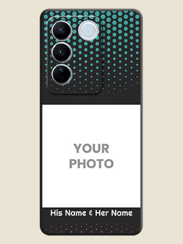 Custom Faded Dots with Grunge Photo Frame and Text on Space Black Custom Soft Matte Phone Cases - Vivo V27 Pro - alternate view
