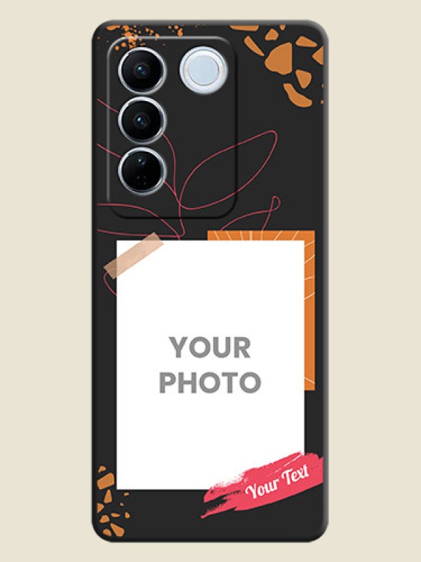 Custom Orange Photo Frame on Space Black Custom Soft Matte Phone Back Cover - Vivo V27 Pro - alternate view