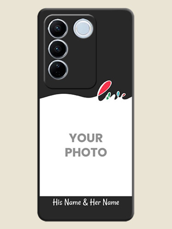 Custom Fall in Love Pattern with Picture on Photo on Space Black Soft Matte Mobile Case - Vivo V27 - alternate view