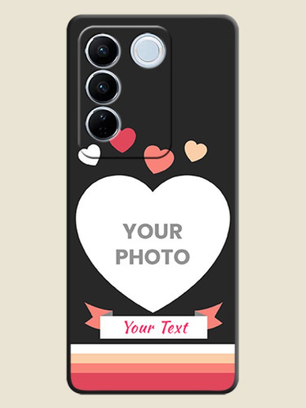 Custom Love Shaped Photo with Colorful Stripes on Personalised Space Black Soft Matte Cases - Vivo V27 - alternate view