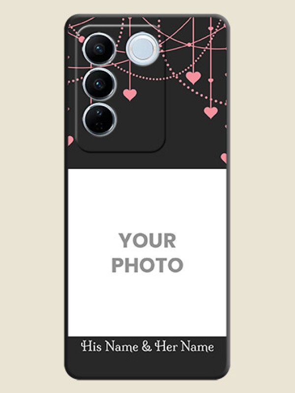 Custom Pink Love Hangings with Text on Space Black Custom Soft Matte Back Cover - Vivo V27 - alternate view