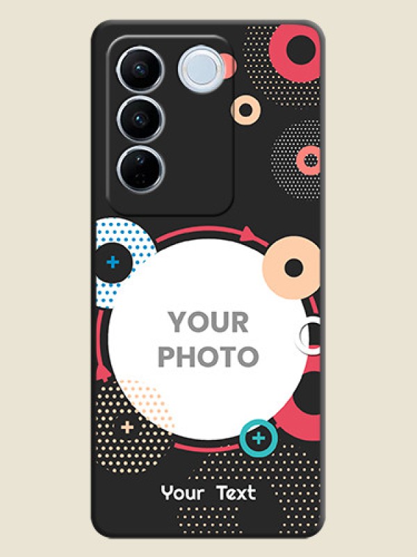 Custom Multicoloured Round Image on Personalised Space Black Soft Matte Cases - Vivo V27 - alternate view