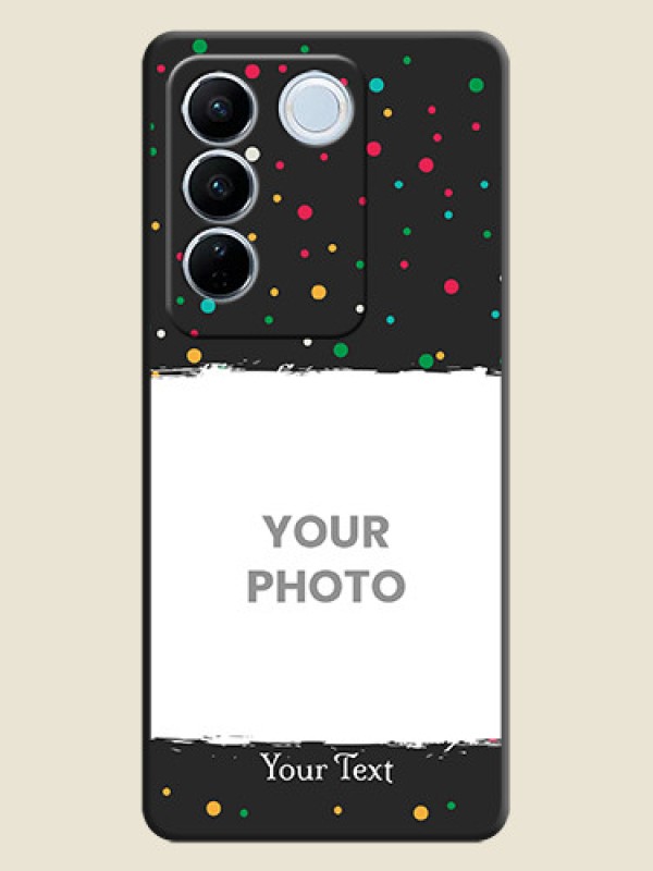 Custom Multicolor Dotted Pattern with Text on Space Black Custom Soft Matte Phone Back Cover - Vivo V27 - alternate view