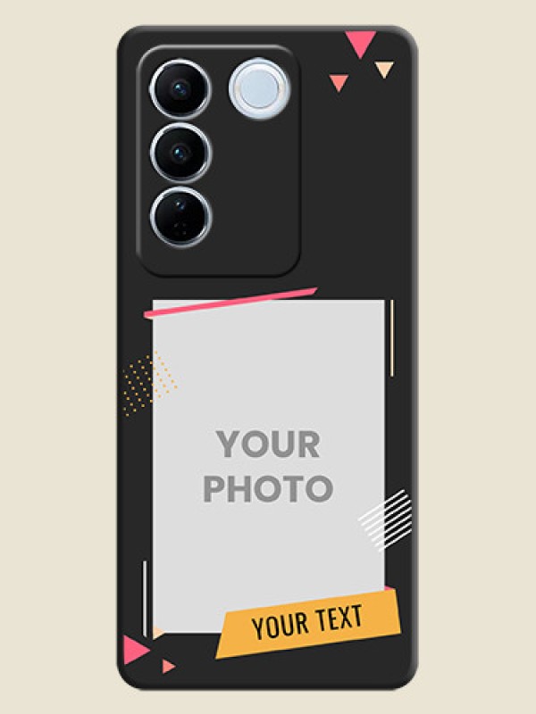 Custom Photo Frame with Triangle Small Dots on Photo on Space Black Soft Matte Back Cover - Vivo V27 - alternate view
