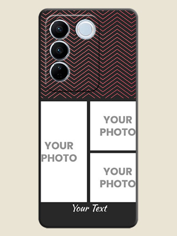 Custom Wave Pattern with 3 Image Holder on Space Black Custom Soft Matte Back Cover - Vivo V27 - alternate view