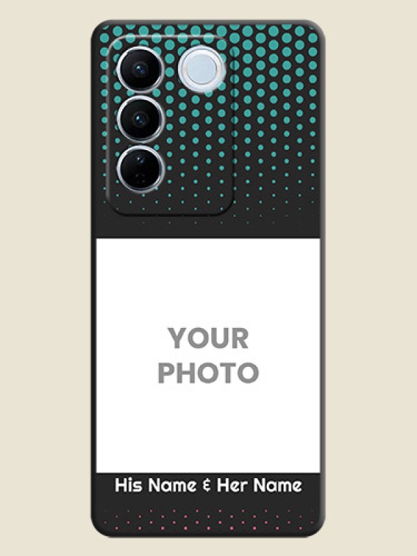 Custom Faded Dots with Grunge Photo Frame and Text on Space Black Custom Soft Matte Phone Cases - Vivo V27 - alternate view