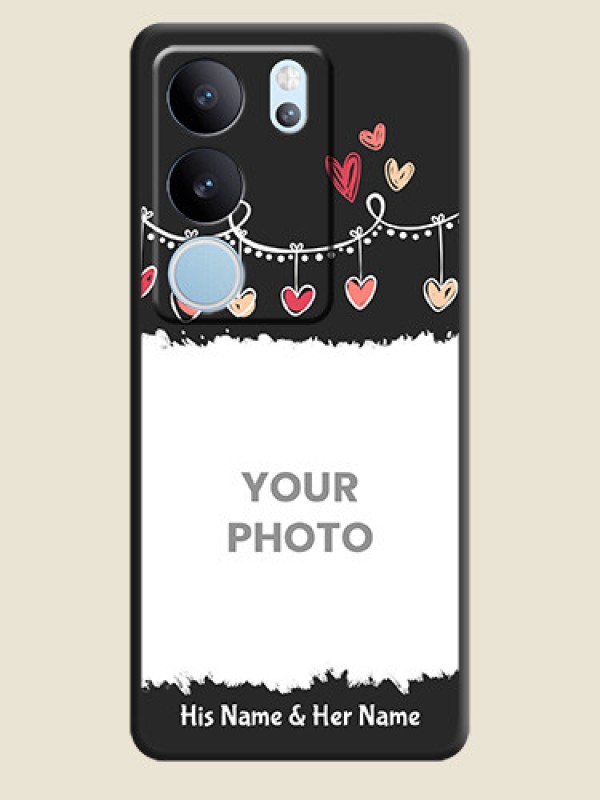 Custom Pink Love Hangings with Name On Space Black Custom Soft Matte Mobile Back Cover - Vivo V29 5G - alternate view