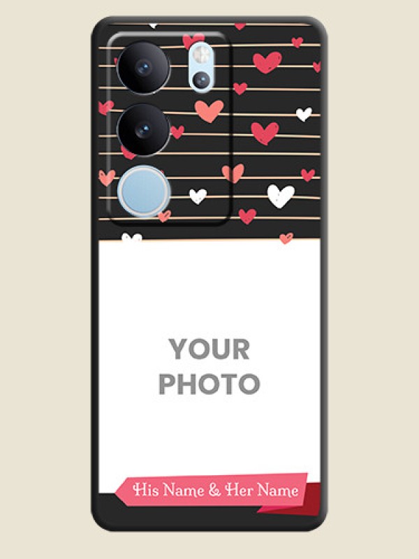 Custom Love Pattern with Name on Pink Ribbon  on Photo On Space Black Custom Soft Matte Mobile Back Cover - Vivo V29 5G - alternate view